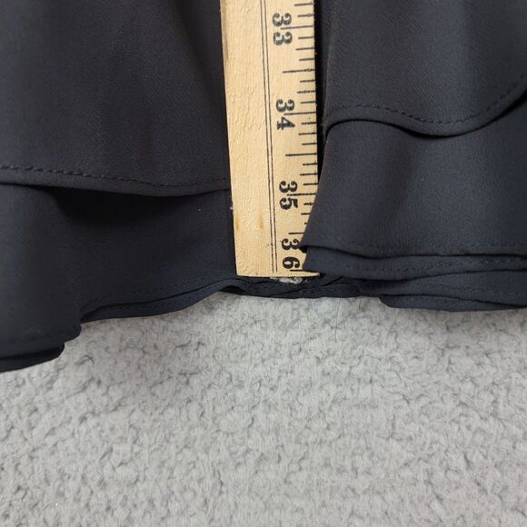 VTG Jeffrey Dara Tom Barra 8 Rhinestone Lace Sleeve Black Dress 90s Flared Y2K - Picture 10 of 16